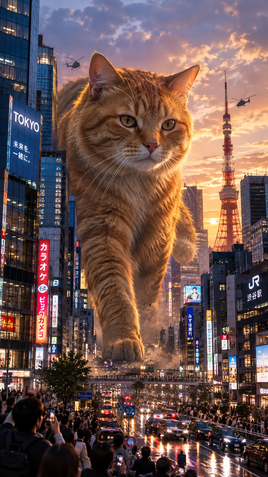 東京の街を歩く巨大猫 - 13