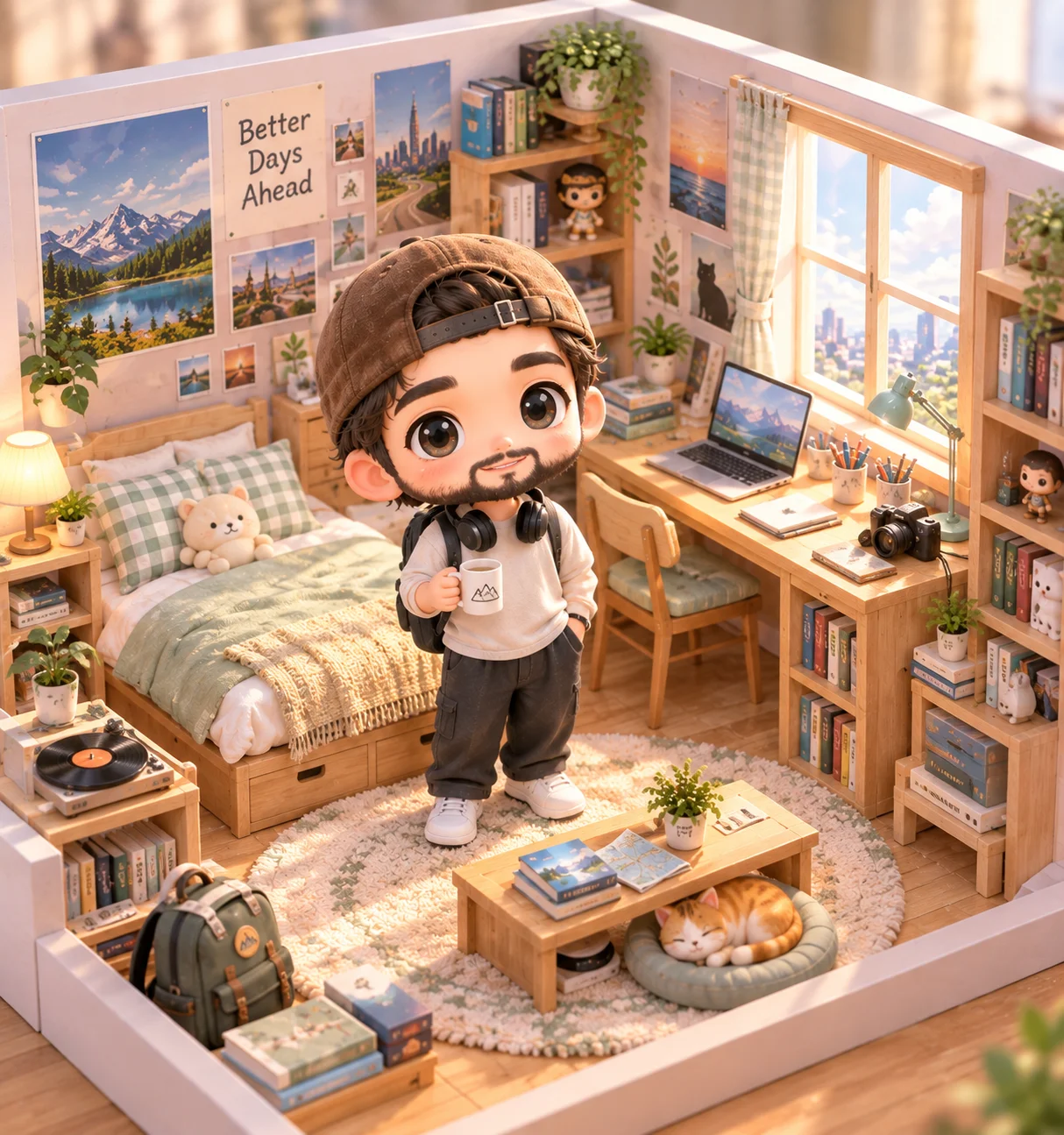 3Dちびキャラ俯瞰セルフィー・ベッドルーム - 6