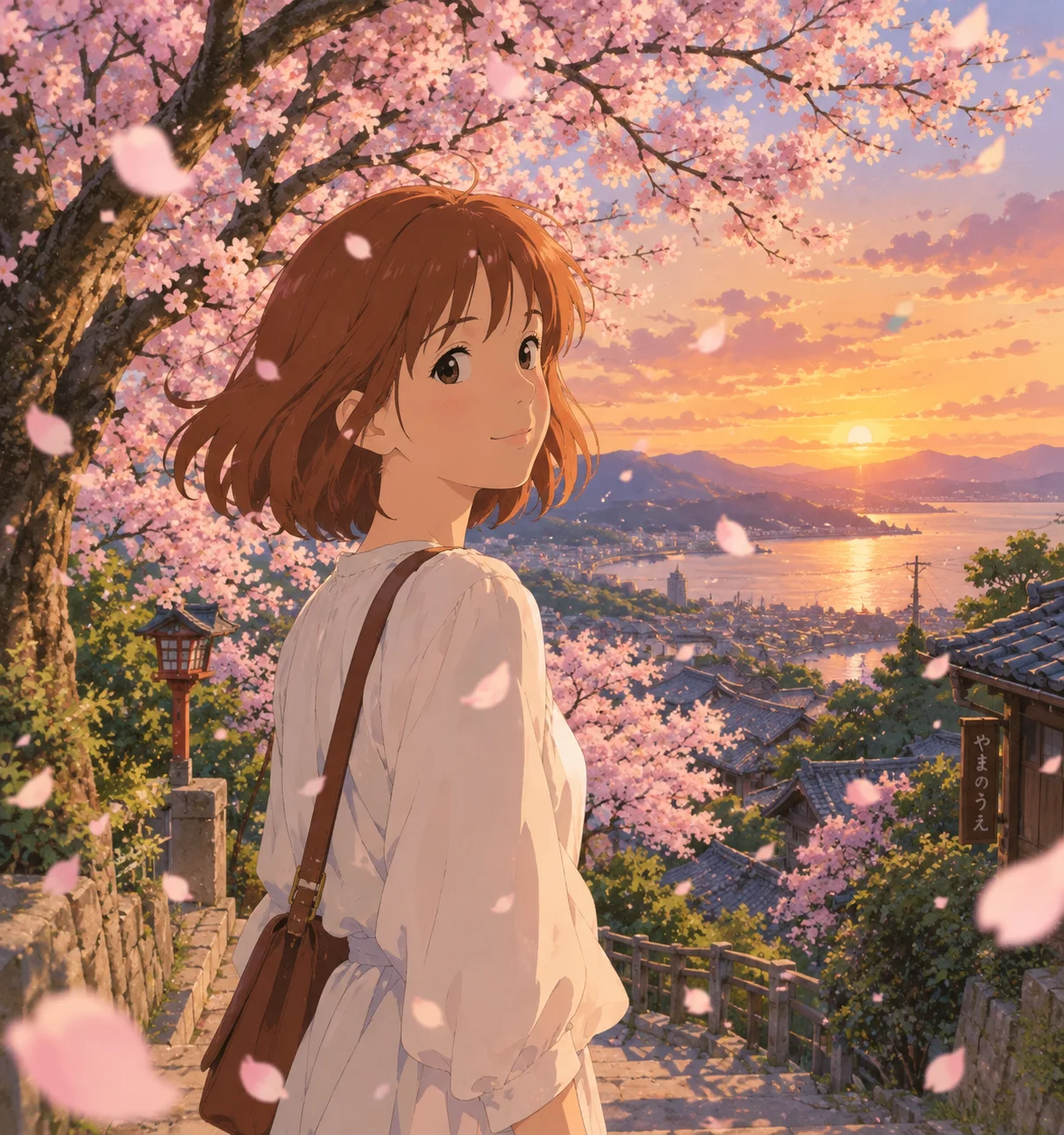 桜舞う春のアニメビジュアルイラスト