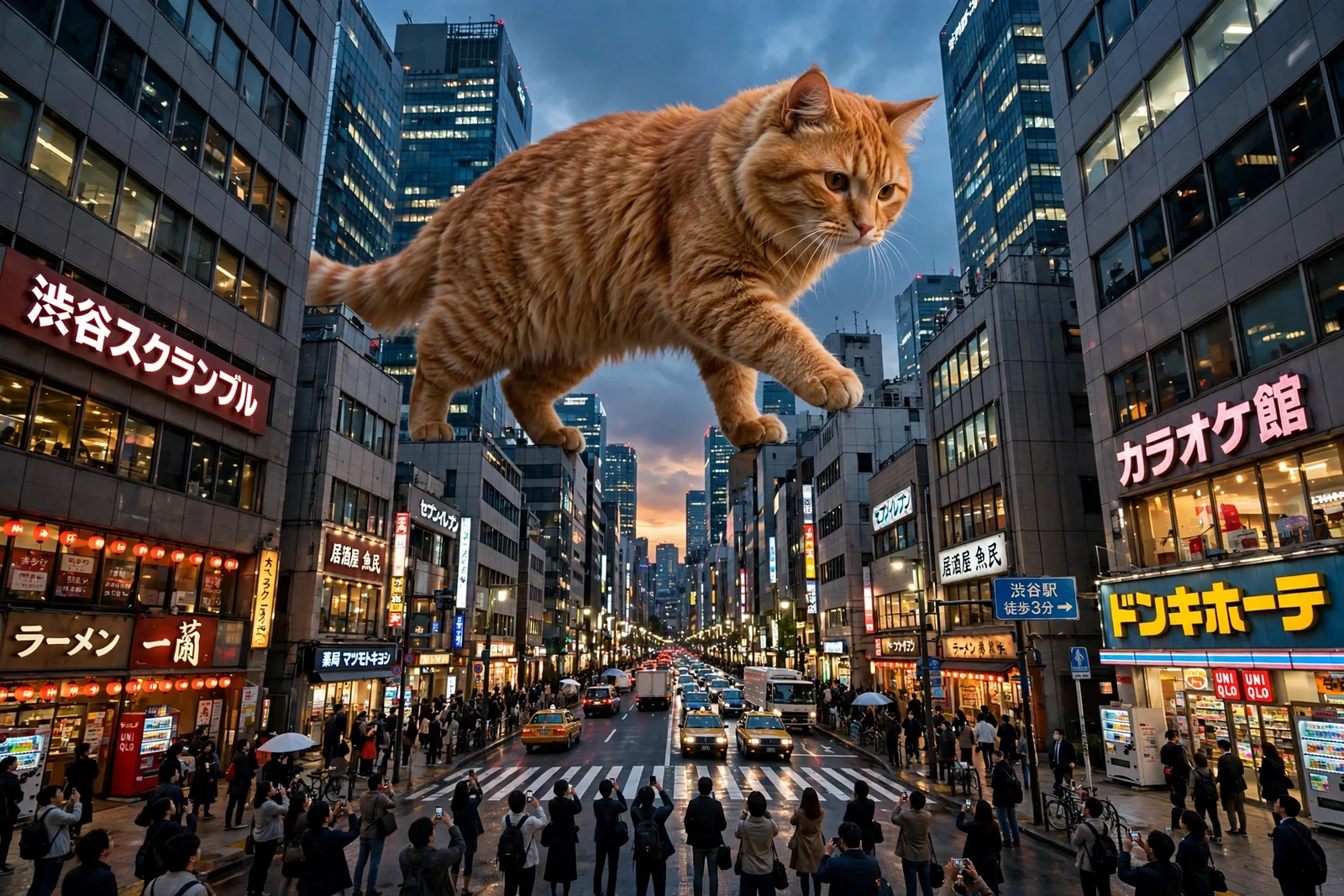 東京の街を歩く巨大猫 - 3