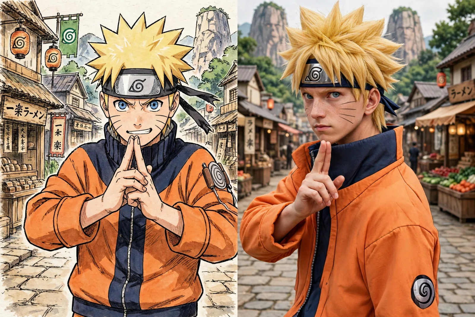 ナルト手描きスケッチと実写の共演 - 3