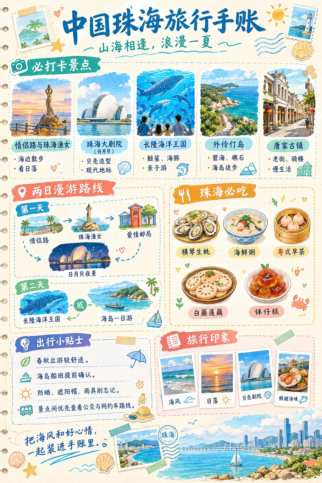 水彩イラスト入り旅のトラベルジャーナル