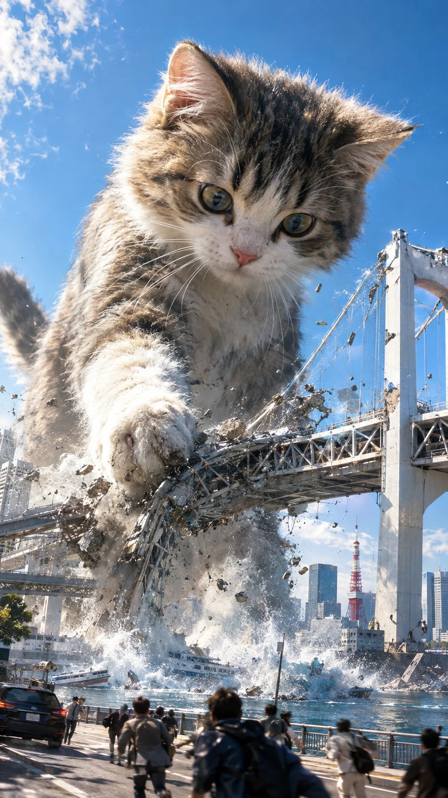 都市に現れた巨大ふわもこ猫&犬(テンプレート)