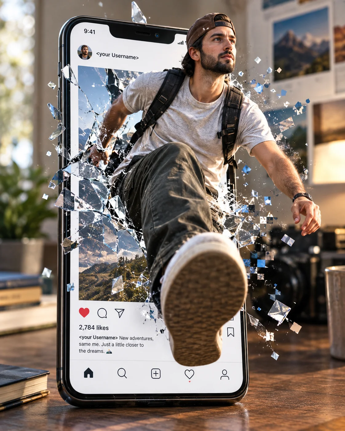 スマホ画面から飛び出す3D人物イリュージョン - 4