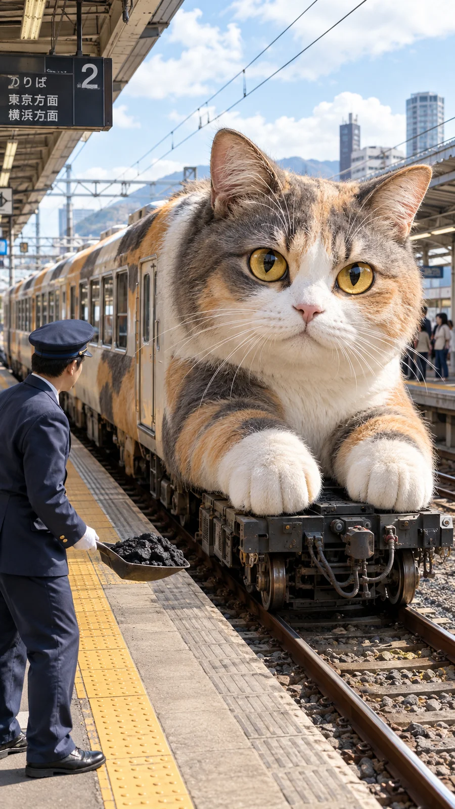 巨大猫トレインの駅到着 - 7