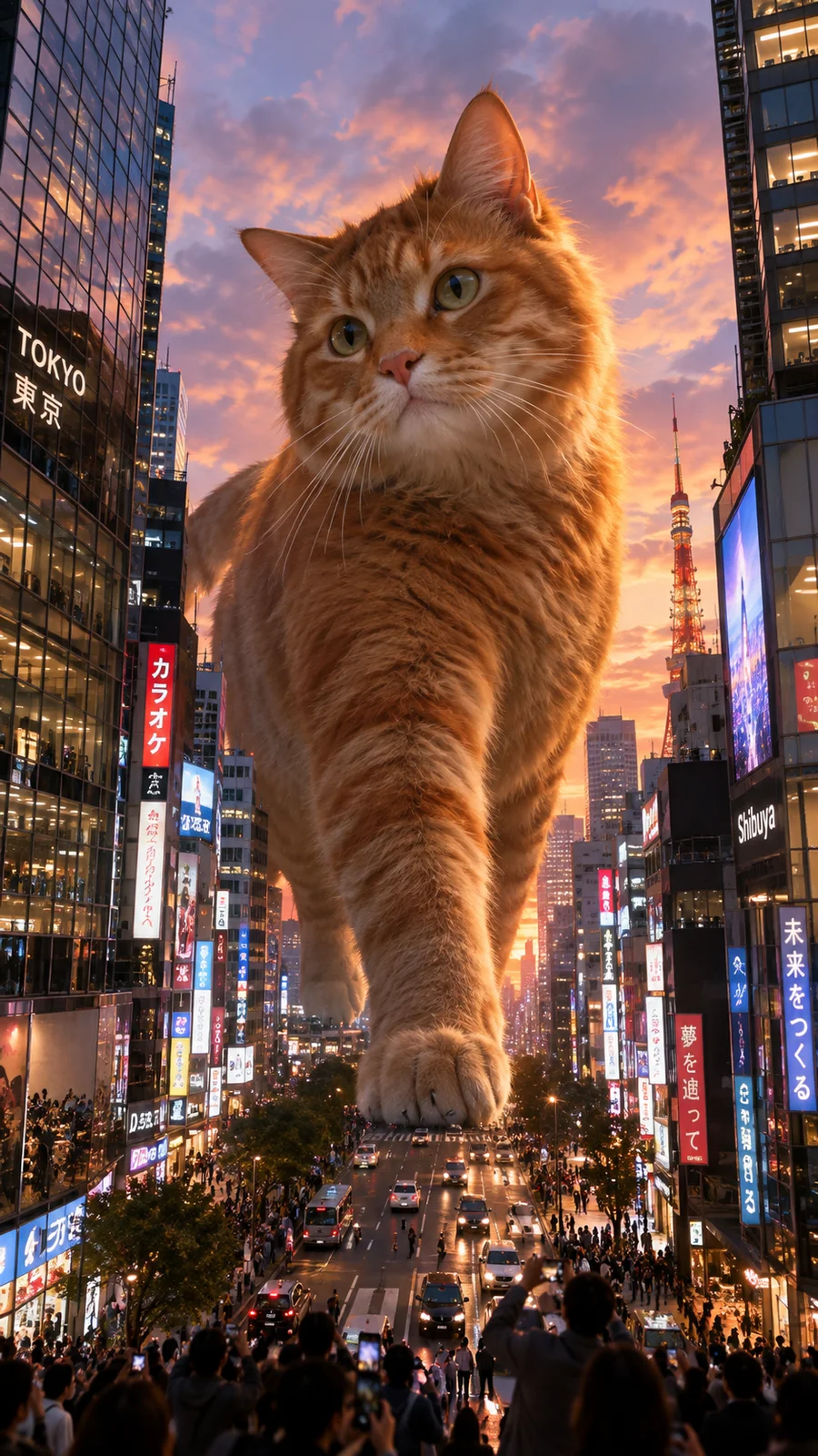 東京の街を歩く巨大猫 - 9