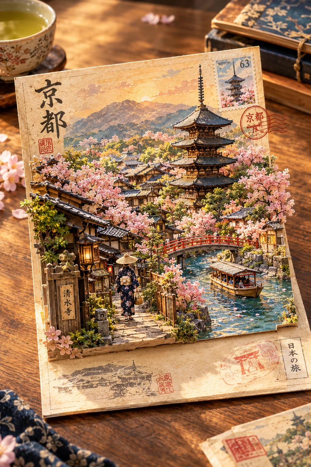 京都の風景を切り絵にした立体ポストカード - 3