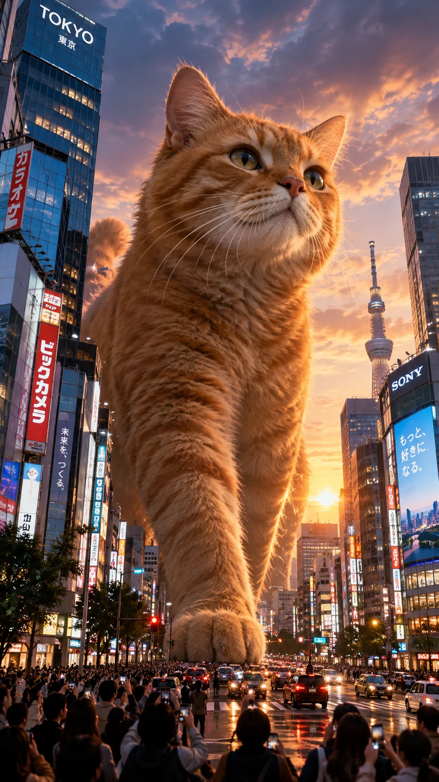 東京の街を歩く巨大猫 - 11
