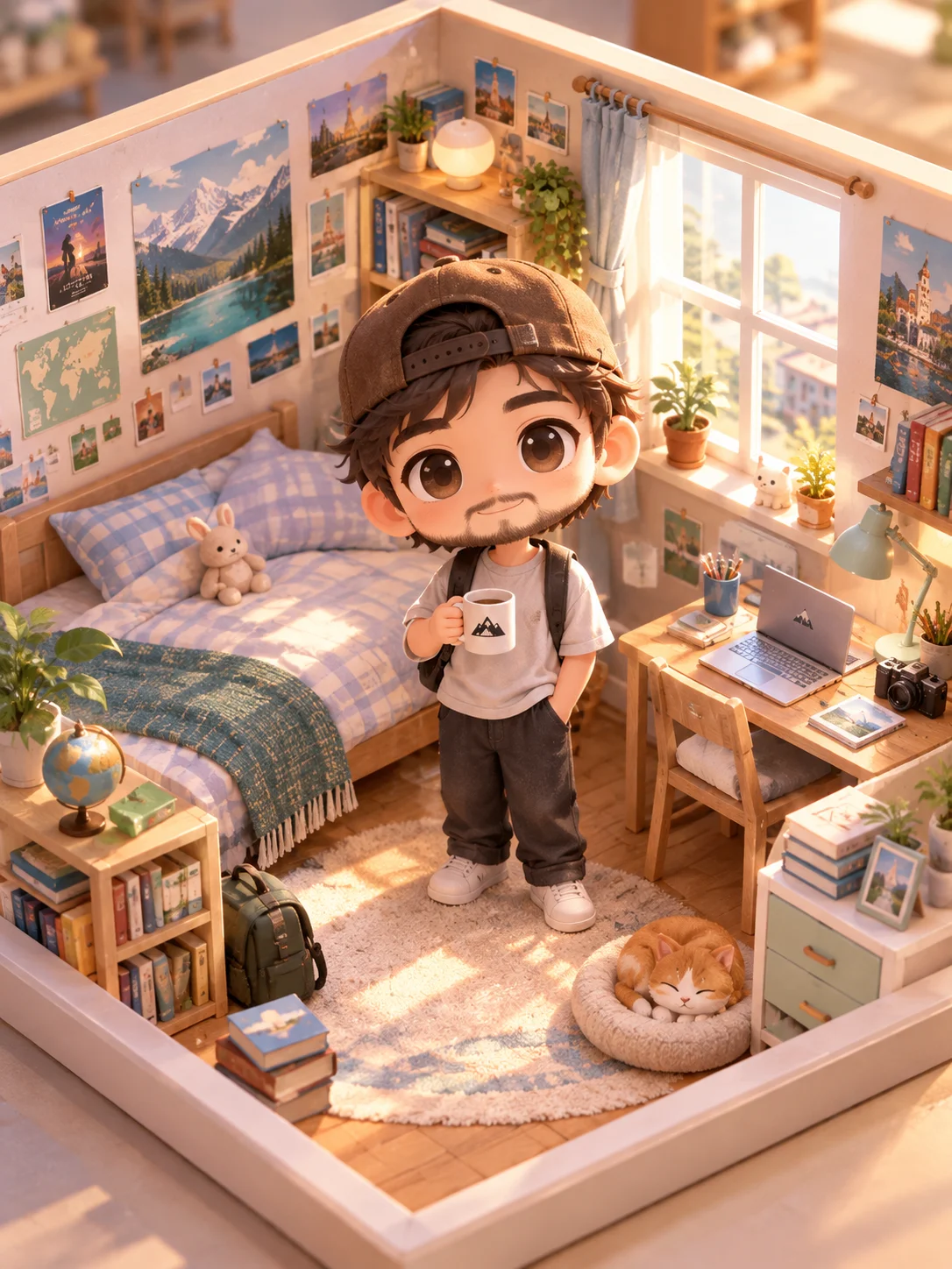 3Dちびキャラ俯瞰セルフィー・ベッドルーム - 8