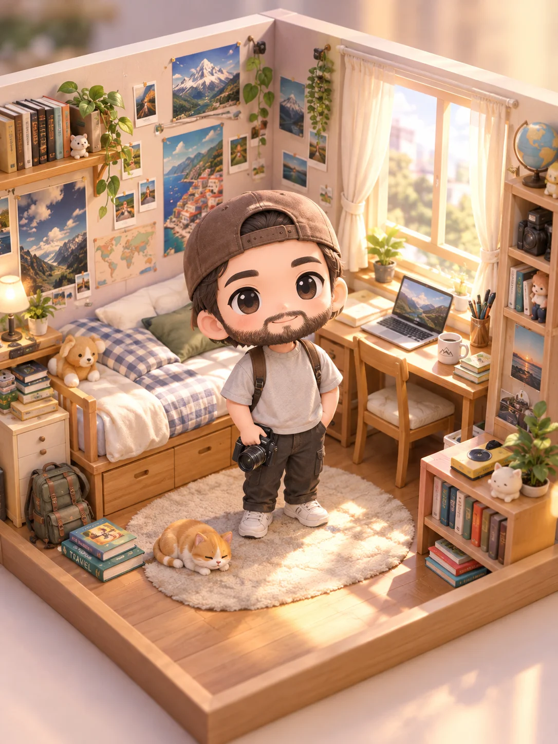 3Dちびキャラ俯瞰セルフィー・ベッドルーム - 7