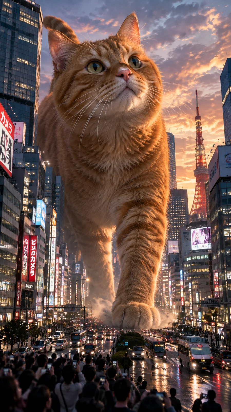 東京の街を歩く巨大猫 - 10
